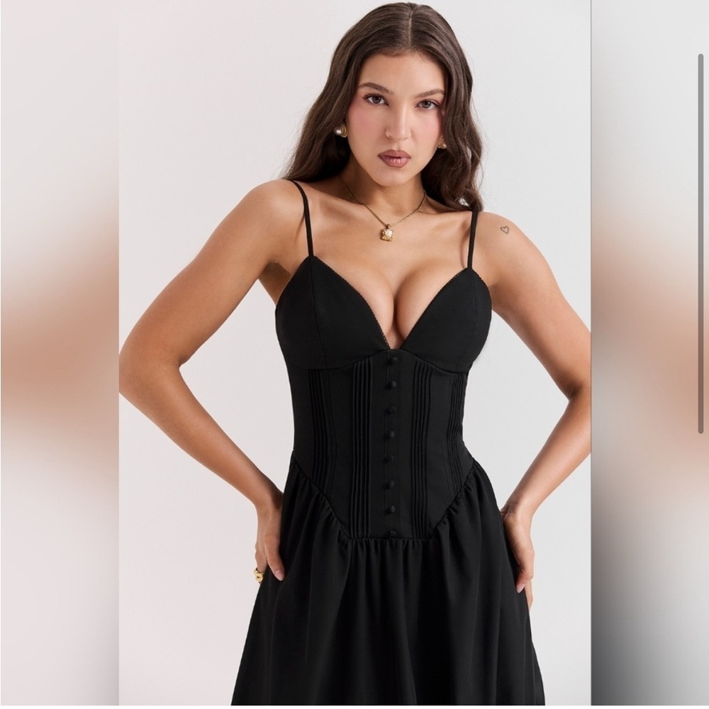 HOUSE OF CB Lova Corset Maxi Dress in Black Size Large - Picture 8 of 10